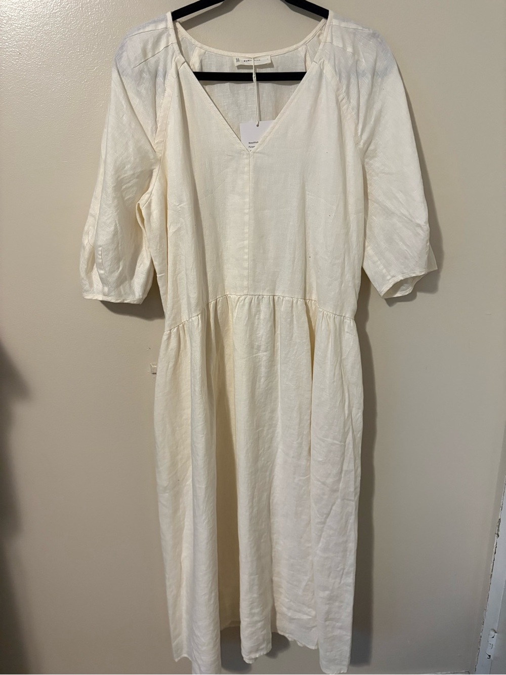 Everlane Linen Oversized Puff Sleeve Dress 100% European Flax Lux Pockets Large - Picture 6 of 12